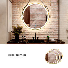 Aluminum frame Wall Mounted Touch Screen Decorative Bathroom Round Mirror with Rope